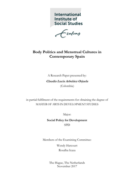 Body Politics and Menstrual Cultures in Contemporary Spain