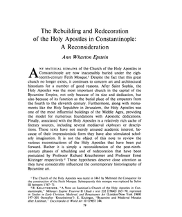 The Rebuilding and Redecoration of the Holy Apostles in Constantinople: a Reconsideration , Greek, Roman and Byzantine Studies, 23:1 (1982:Spring) P.79
