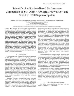 Scientific Application-Based Performance Comparison of SGI Altix 4700, IBM POWER5+, and SGI ICE 8200 Supercomputers