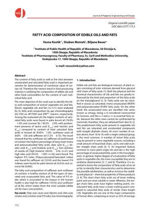 Fatty Acid Composition of Edible Oils and Fats