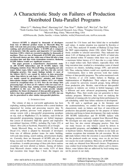 A Characteristic Study on Failures of Production Distributed Data-Parallel Programs