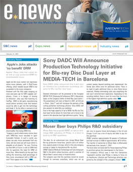 Sony DADC Will Announce Production Technology Initiative For