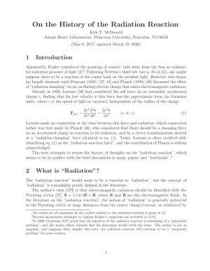 On the History of the Radiation Reaction1 Kirk T