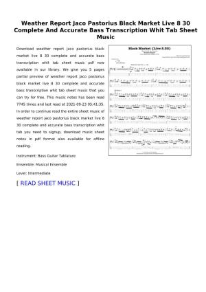 Weather Report Jaco Pastorius Black Market Live 8 30 Complete and Accurate Bass Transcription Whit Tab Sheet Music