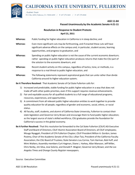 ASD 11-84 Resolution in Response to Student Protests