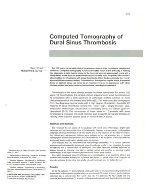 Computed Tomography of Dural Sinus Thrombosis