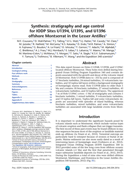 Synthesis: Stratigraphy and Age Control for IODP Sites U1394, U1395, and U1396 Offshore Montserrat in the Lesser Antilles1 M.F