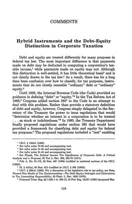 Hybrid Instruments and the Debt-Equity Distinction in Corporate Taxation