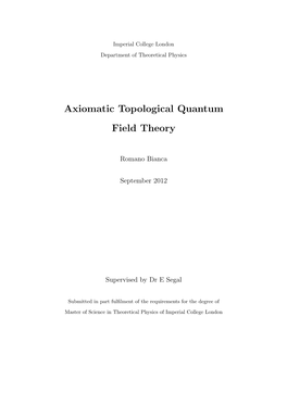 Axiomatic Topological Quantum Field Theory