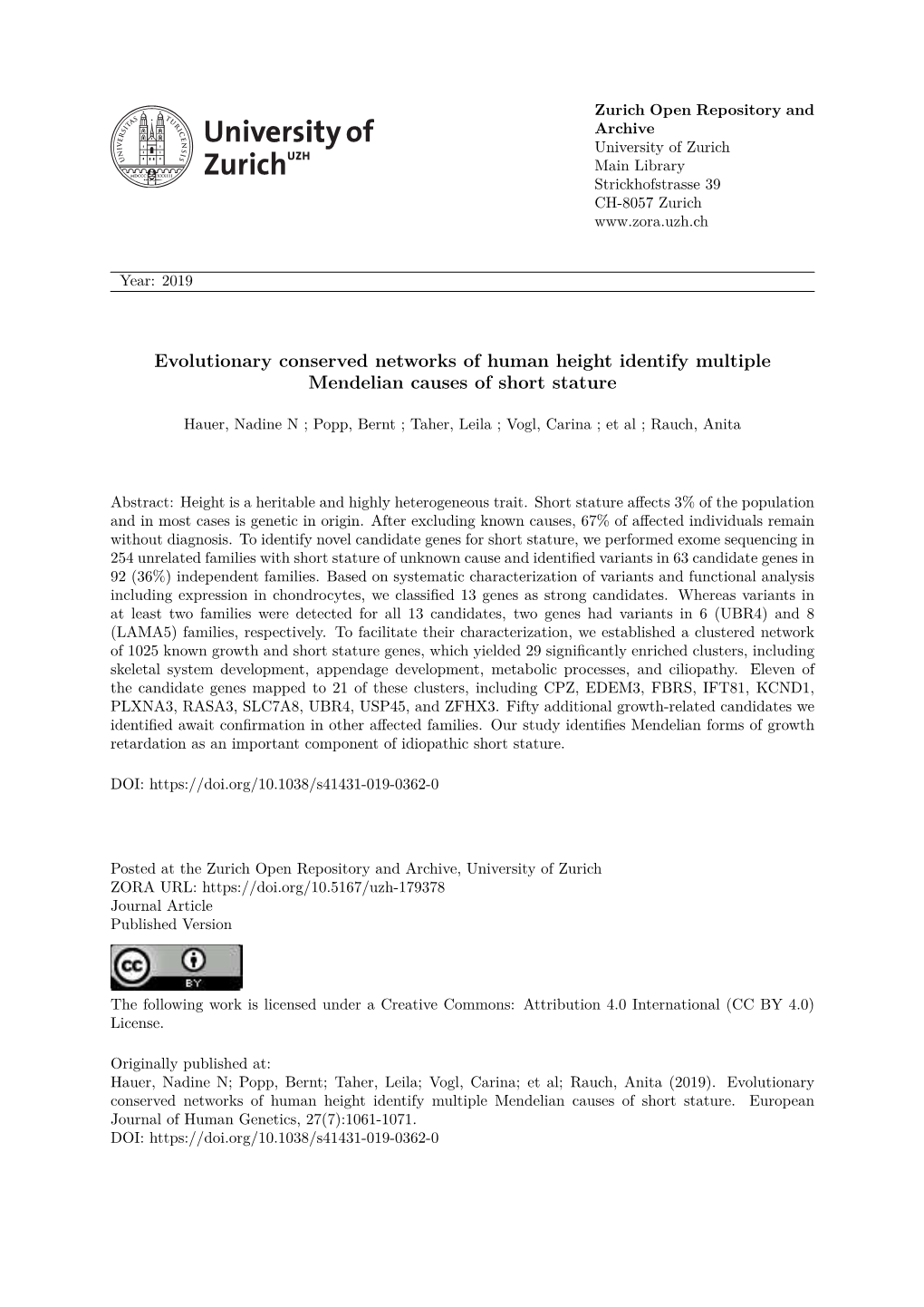 Evolutionary Conserved Networks of Human Height Identify Multiple Mendelian Causes of Short Stature