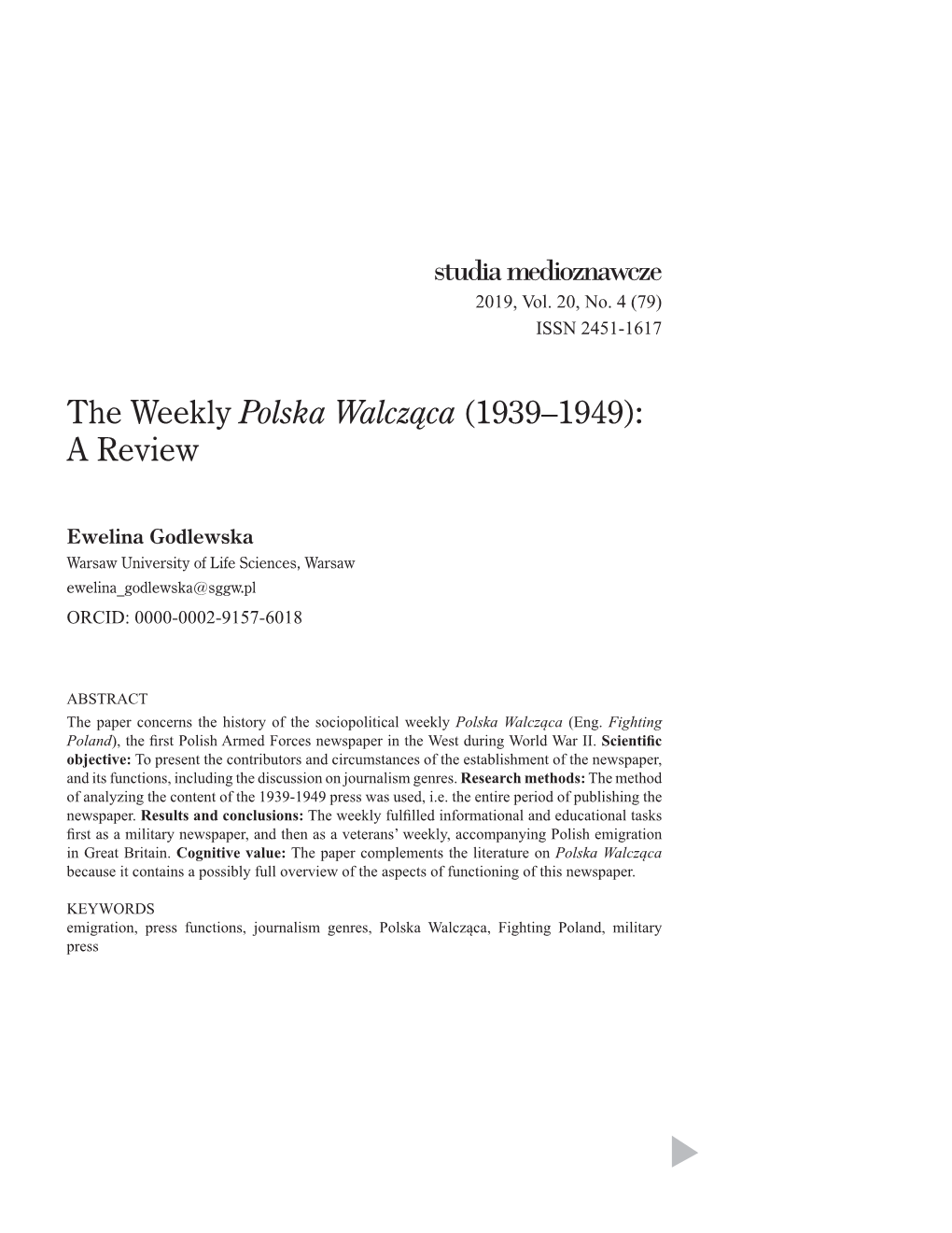 The Weekly Polska Walcząca (1939–1949): a Review