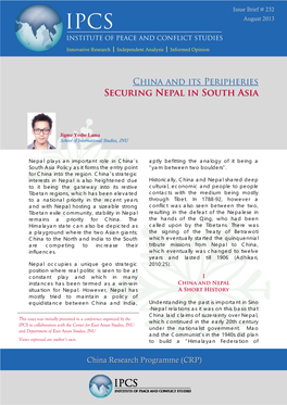 China and Its Peripheries: Securing Nepal in South Asia