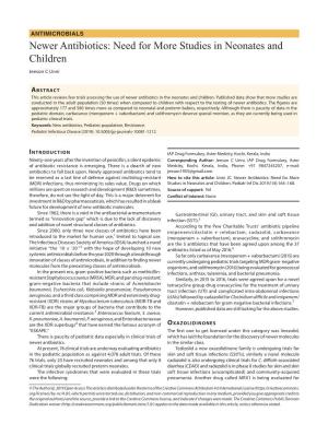 Newer Antibiotics: Need for More Studies in Neonates and Children Jeeson C Unni