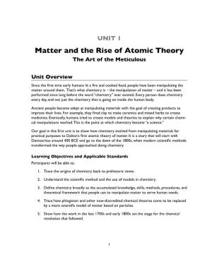 Matter and the Rise of Atomic Theory the Art of the Meticulous