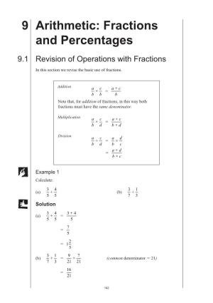 9 Arithmetic: Fractions and Percentages