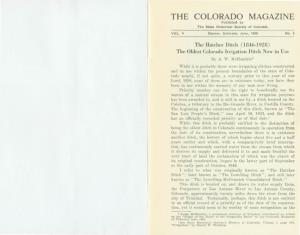 COLORADO MAGAZINE Published by the Sta.Te H Istorical Society of Colorado VOL