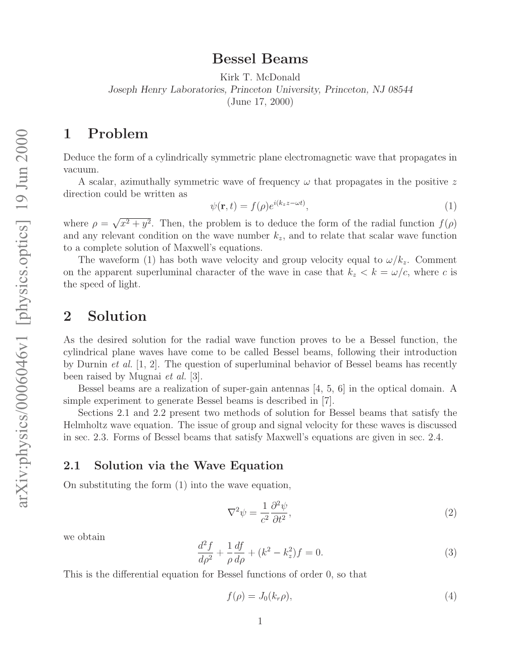 Bessel Beams That Satisfy Maxwell’S Equations Are Given in Sec