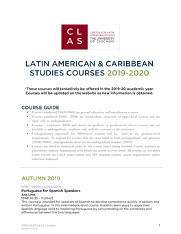 Latin American & Caribbean Studies Courses 2019-2020