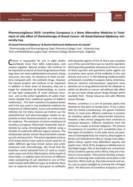 Pharmacovigilance 2019- Loranthus Europaeus Is a Nano Alternative