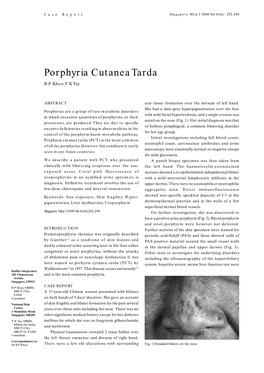 Porphyria Cutanea Tarda B P Khoo, Y K Tay
