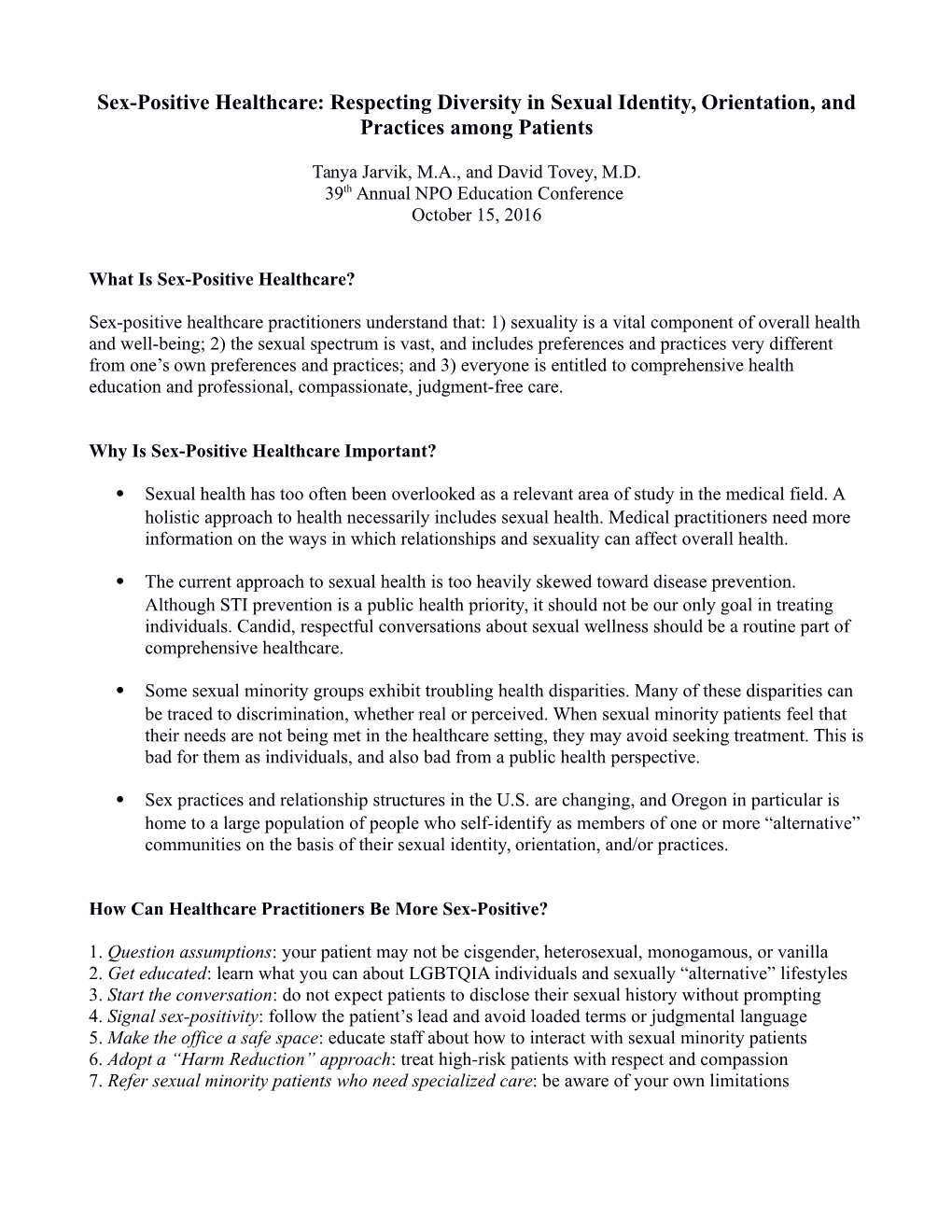 Sex-Positive Healthcare: Respecting Diversity in Sexual Identity, Orientation, and Practices Among Patients