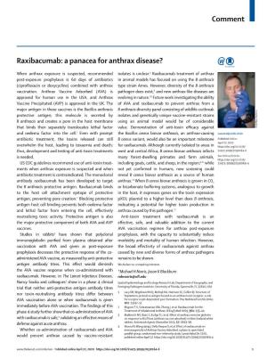 Raxibacumab: a Panacea for Anthrax Disease?