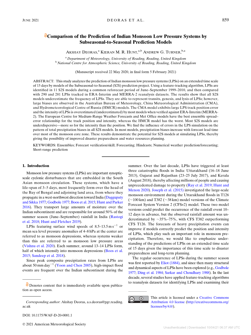 Comparison of the Prediction of Indian Monsoon Low Pressure Systems by Subseasonal-To-Seasonal Prediction Models