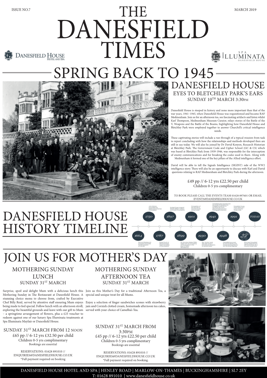 Spring Back to 1945 Danesfield House Eyes to Bletchley Park’S Ears Sunday 10Th March 3:30Pm