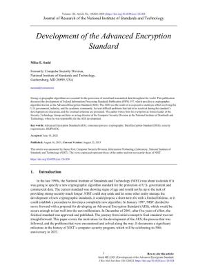 Development of the Advanced Encryption Standard