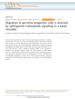 Migration of Germline Progenitor Cells Is Directed by Sphingosine-1-Phosphate Signalling in a Basal Chordate