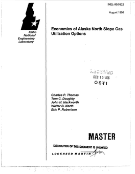 Economics of Alaska North Slope Gas Idaho National Utilization Options Engineering Laboratory