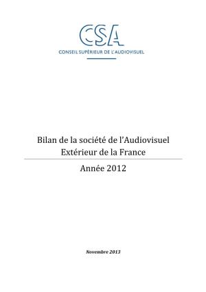 Bilan De La Société De L'audiovisuel Extérieur De La France Année 2012