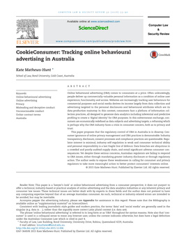 Cookieconsumer: Tracking Online Behavioural Advertising in Australia