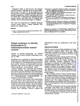 Simple Technique to Identify Haemosiderin in Immunoperoxidase Stained Sections