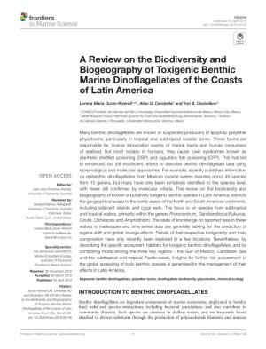 A Review on the Biodiversity and Biogeography of Toxigenic Benthic Marine Dinoﬂagellates of the Coasts of Latin America
