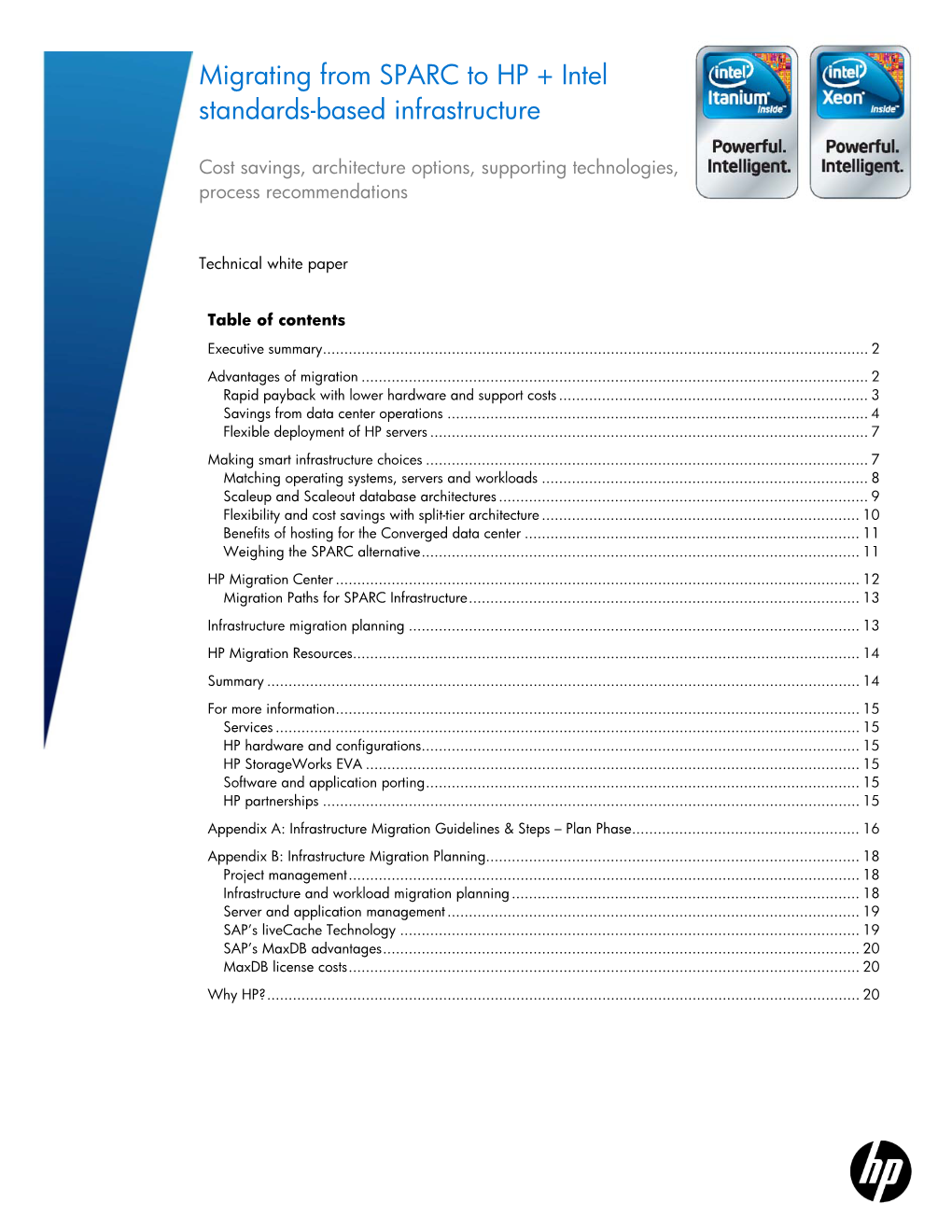 Migrating from SPARC to HP + Intel Standards-Based Infrastructure