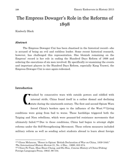 The Empress Dowager's Role in the Reforms of 1898