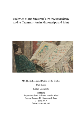 Ludovico Maria Sinistrari's De Daemonialitate and Its
