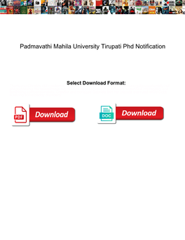 Padmavathi Mahila University Tirupati Phd Notification
