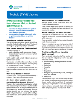 Typhoid Vaccine Information Sheet