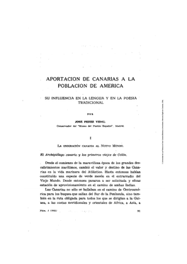 Aportación De Canarias a La Población De América