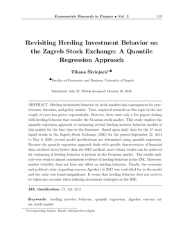 Revisiting Herding Investment Behavior on the Zagreb Stock Exchange: a Quantile Regression Approach