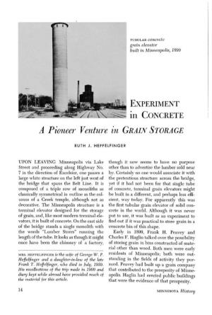 Experiment in Concrete; a Pioneer Venture in Grain Storage