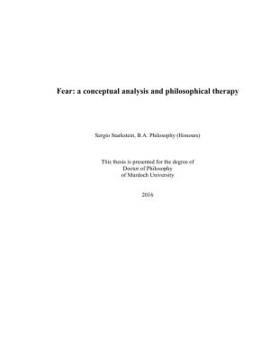 Fear: a Conceptual Analysis and Philosophical Therapy