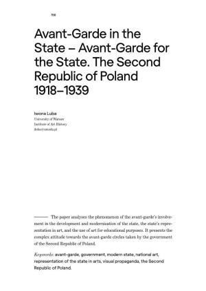 Avant-Garde for the State. the Second Republic of Poland 1918–1939