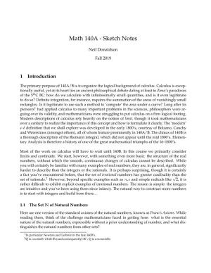 Math 140A - Sketch Notes