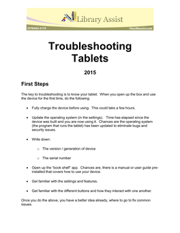 Troubleshooting Tablets