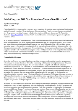 Fatah Congress: Will New Resolutions Mean a New Direction?