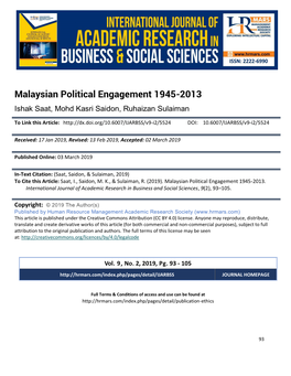 Malaysian Political Engagement 1945-2013