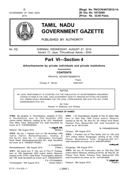 Tamil Nadu Government Gazette